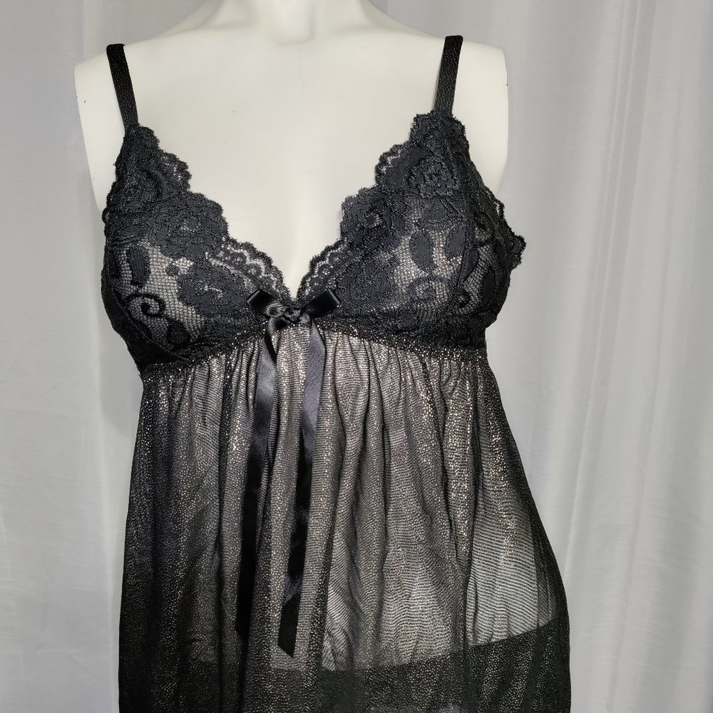 Cabernet - Sexy Black and Gold Babydoll